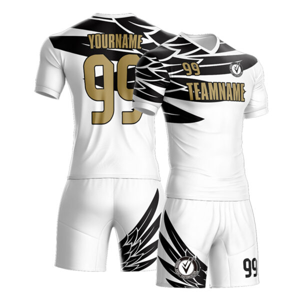 Custom Wings concept soccer team player Goalkeeper uniforms with your team logo , name and number kids&men jerseys and shorts